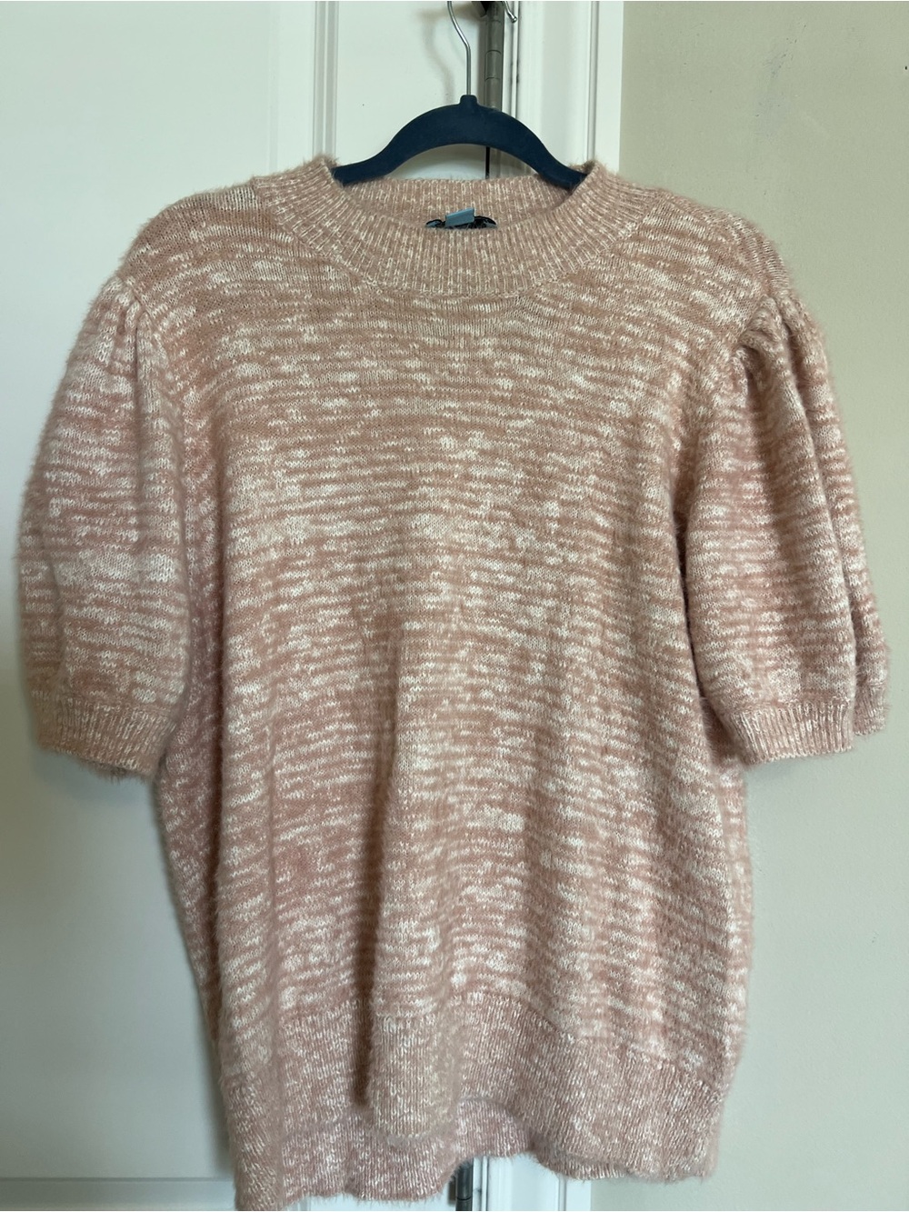 CeCe Marled Blush Crewneck Short-Sleeve Sweater